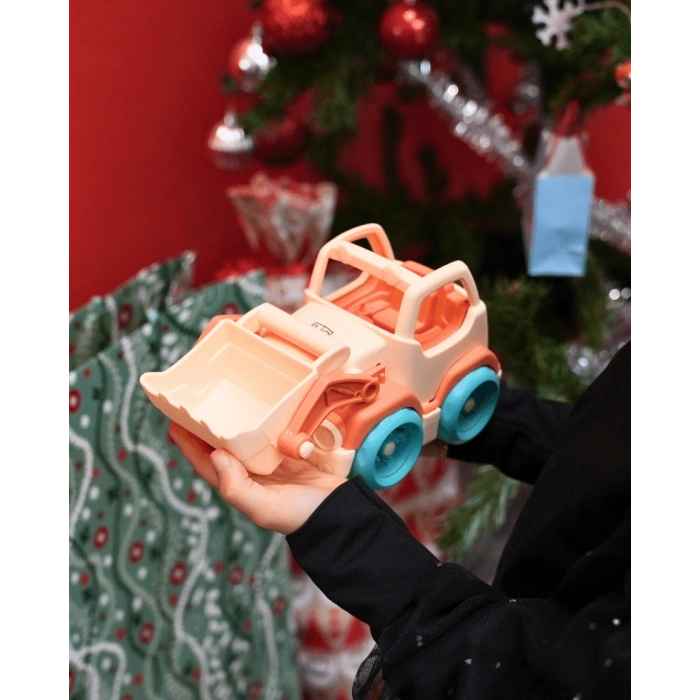 Lüx Bej Minik Kepçe - Plastik Kepçe - Kırılmaz Oyuncak - Kırılmaz Kepçe Dozer - Kepçe Dozer Setleri