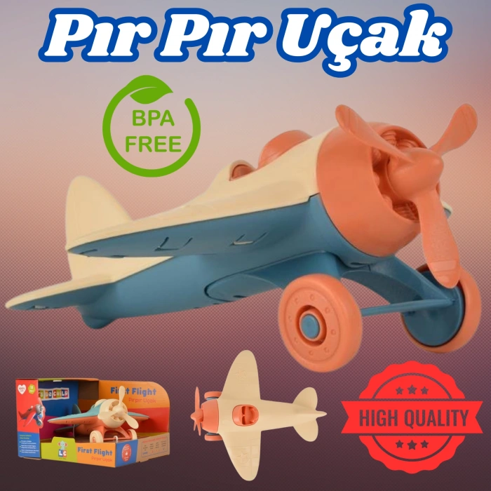 Lüx Bej Pırpır Uçak - Plastik Uçak - Kırılmaz Oyuncak - Kırılmaz Uçak - Uçak Oyuncaklar - Uçak Setleri