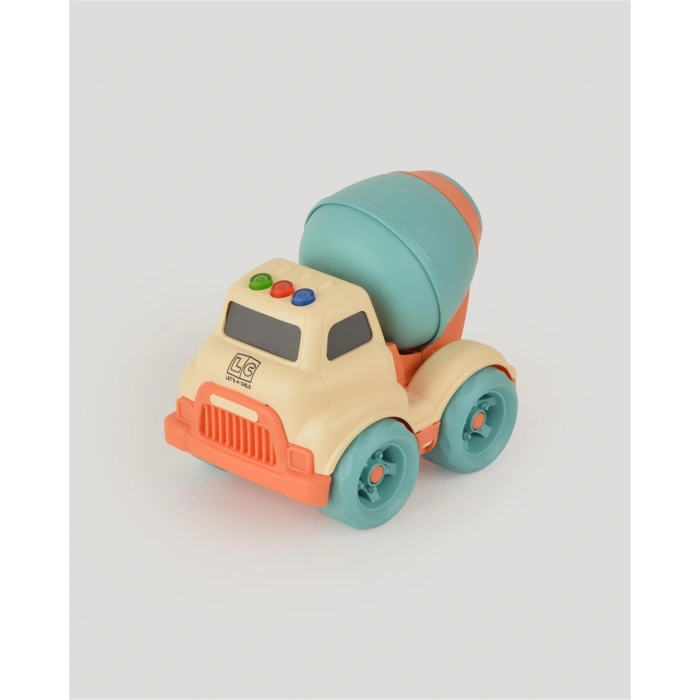 Lüx Bej Sesli Ve Işıklı Minik Mikser - Plastik Mikser - Kırılmaz Oyuncak - Kırılmaz Çimento Mikser - Çimento Arabası