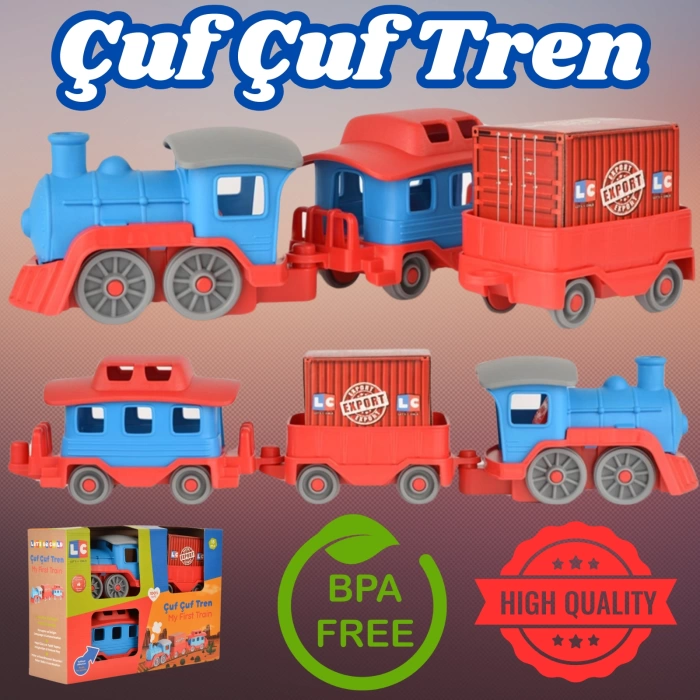 Lüx Çuf Çuf Tren Seti - Plastik Tren - Kırılmaz Oyuncak - Kırılmaz Tren - Tren Oyuncakları - Tren Setleri