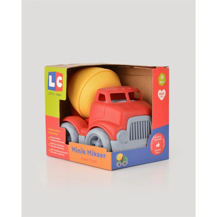 Lüx Kırmızı Minik Mikser - Plastik Mikser - Kırılmaz Oyuncak - Kırılmaz Çimenyo Kamyon - Çimento Arabası Mikser