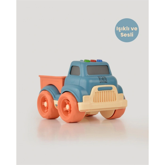 Lüx Turkuaz Sesli ve Işıklı Minik Pikap - Plastik Kamyon - Kırılmaz Oyuncak - Kırılmaz Pikap - Işıklı Sesli Pikap