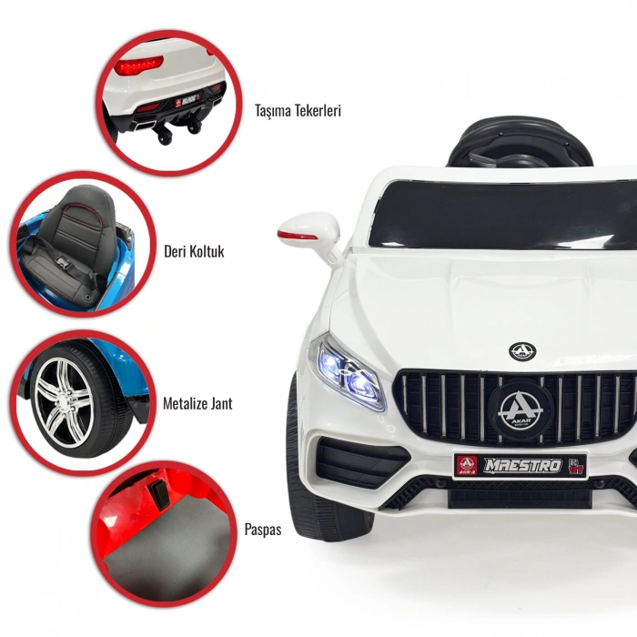 Maestro GT Beyaz Uzaktan Kumandalı 4X2 12 Volt Akülü Araba - RC Mercedes Akülü Araba