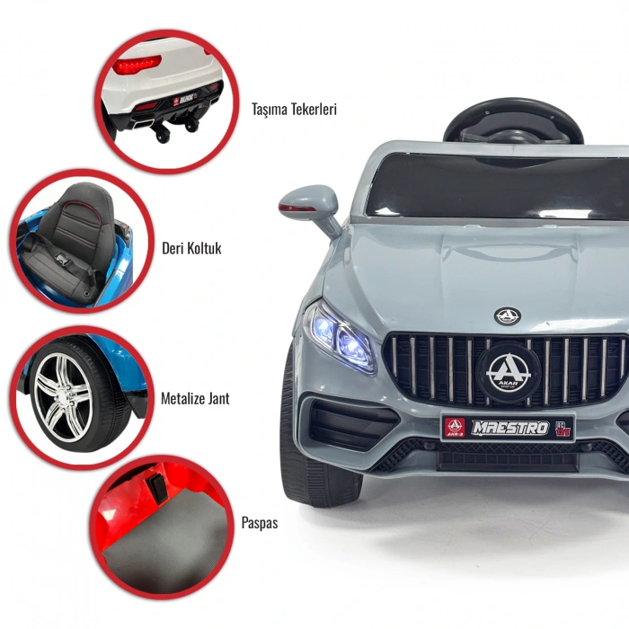 Maestro GT Gri Uzaktan Kumandalı 4X2 12 Volt Akülü Araba - RC Mercedes Akülü Araba