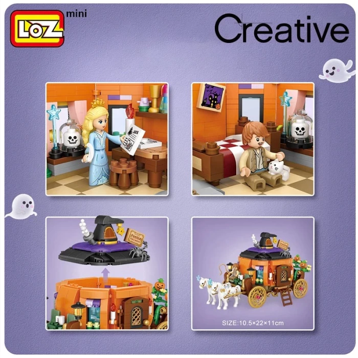 Mikro Blok Balkabağı Arabası 839 Parça - Lego Setleri - Loz Mini Lego - Araba Lego - Loz Lego - Mikro Bloklar
