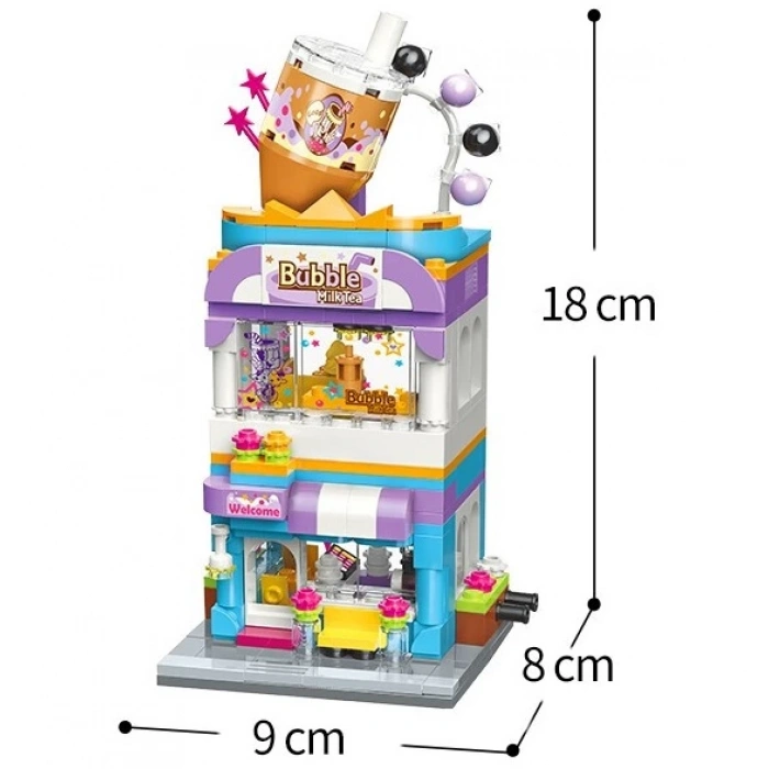 Mikro Blok Bubble Tea Dükkanı 302 Parça - Lego Setleri - Keeppley Mini Lego - Dükkan Lego - Keeppley Lego - Mikro Bloklar