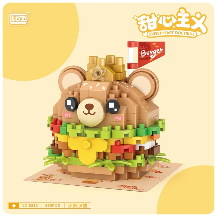 Mikro Blok Burger Pasta 260 Parça - Lego Setleri - Loz Mini Lego - Pasta Lego - Loz Lego - Mikro Bloklar