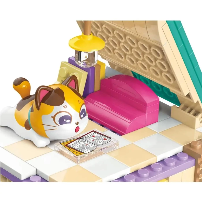 Mikro Blok Calico Cat Comic House Kedi Çizgi Roman Dükkanı 324 Parça - Lego Setleri - Keeppley Mini Lego - Keeppley Lego - Mikro Bloklar