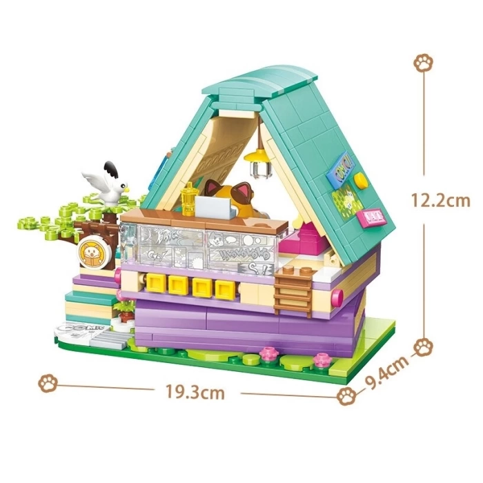 Mikro Blok Calico Cat Comic House Kedi Çizgi Roman Dükkanı 324 Parça - Lego Setleri - Keeppley Mini Lego - Keeppley Lego - Mikro Bloklar