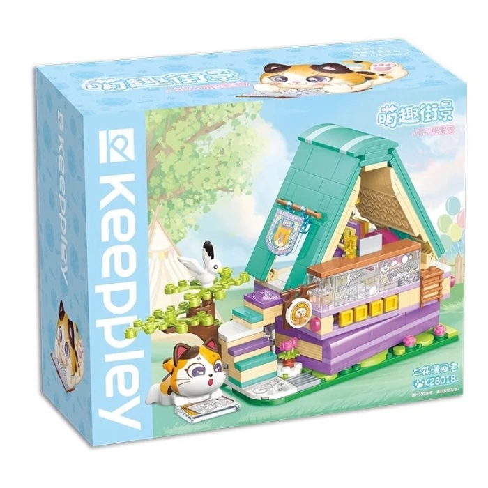 Mikro Blok Calico Cat Comic House Kedi Çizgi Roman Dükkanı 324 Parça - Lego Setleri - Keeppley Mini Lego - Keeppley Lego - Mikro Bloklar