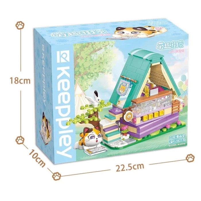 Mikro Blok Calico Cat Comic House Kedi Çizgi Roman Dükkanı 324 Parça - Lego Setleri - Keeppley Mini Lego - Keeppley Lego - Mikro Bloklar