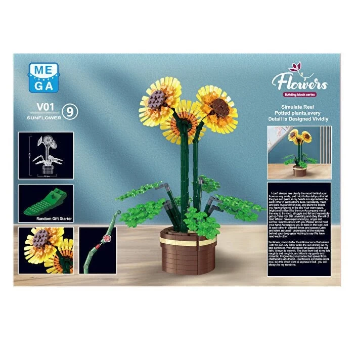 Mikro Blok Çiçek Ayçiçeği 731 Parça - Lego Setleri - MEGA Lego - Çiçek Lego - MEGA Çiçek Lego - Mikro Bloklar