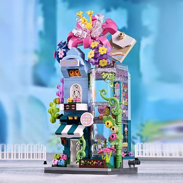 Mikro Blok Çiçek Dükkanı 356 Parça - Lego Setleri - Keeppley Mini Lego - Dükkan Lego - Keeppley Lego - Mikro Bloklar