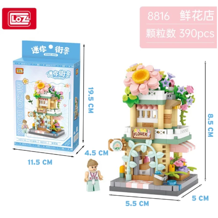 Mikro Blok Çiçek Mağazası 390 Parça - Lego Setleri - Loz Mini Lego - Çiçek Lego - Loz Lego - Mikro Bloklar