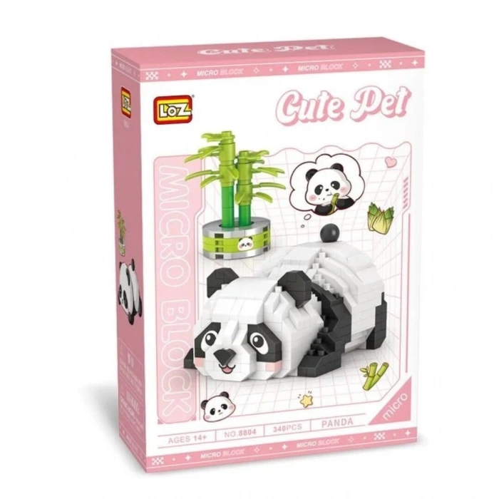 Mikro Blok Kaktüslü Sevimli Panda 340 Parça - Lego Setleri - Loz Mini Lego - Hayvan Lego - Loz Lego - Mikro Bloklar
