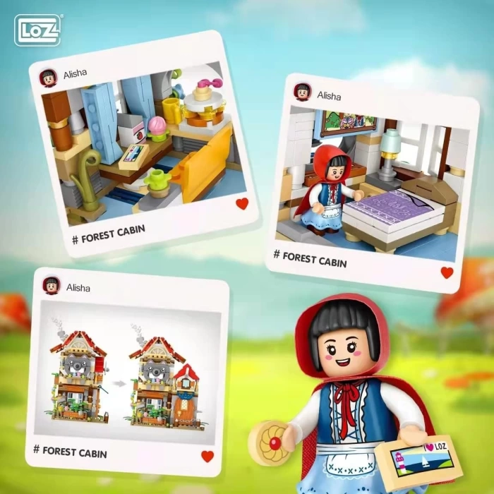 Mikro Blok Kırmızı Başlıklı Kız ve Kurt 704 Parça - Lego Setleri - Loz Mini Lego - Dükkan Lego - Loz Lego - Mikro Bloklar