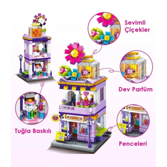 Mikro Blok Parfüm Dükkanı 306 Parça - Lego Setleri - Keeppley Mini Lego - Dükkan Lego - Keeppley Lego - Mikro Bloklar