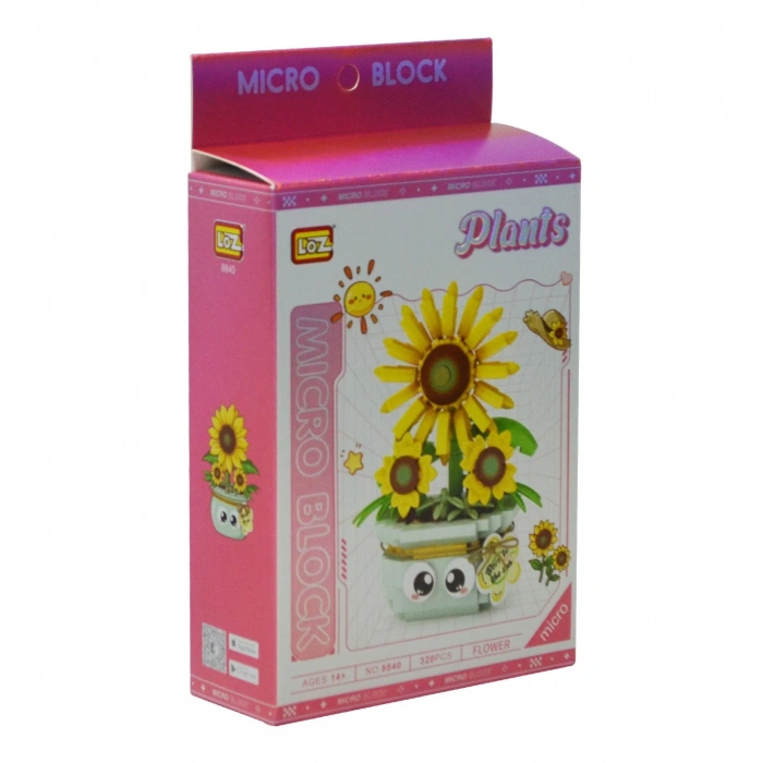 Mikro Blok Saksılı Ayçiçeği 320 Parça - Lego Setleri - Loz Mini Lego - Çiçek Lego - Loz Lego - Mikro Bloklar