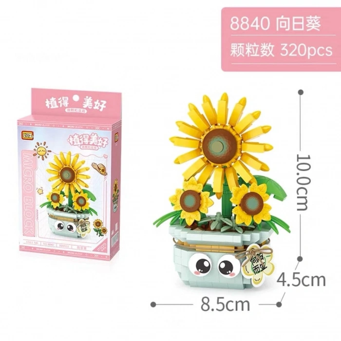 Mikro Blok Saksılı Ayçiçeği 320 Parça - Lego Setleri - Loz Mini Lego - Çiçek Lego - Loz Lego - Mikro Bloklar