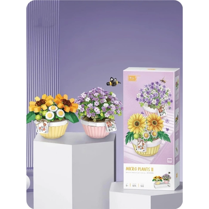 Mikro Blok Saksılı Çiçekler 2 543 Parça - Lego Setleri - Loz Mini Lego - Çiçek Lego - Loz Lego - Mikro Bloklar