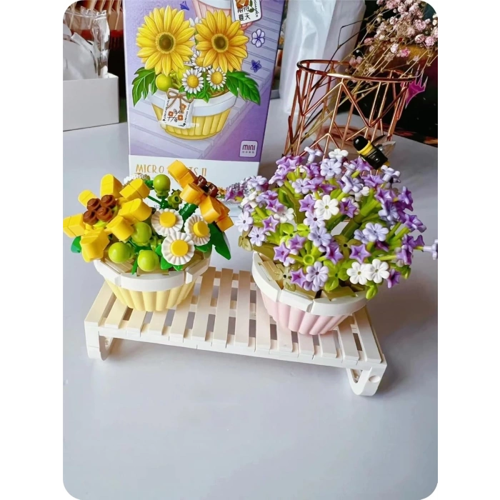 Mikro Blok Saksılı Çiçekler 2 543 Parça - Lego Setleri - Loz Mini Lego - Çiçek Lego - Loz Lego - Mikro Bloklar