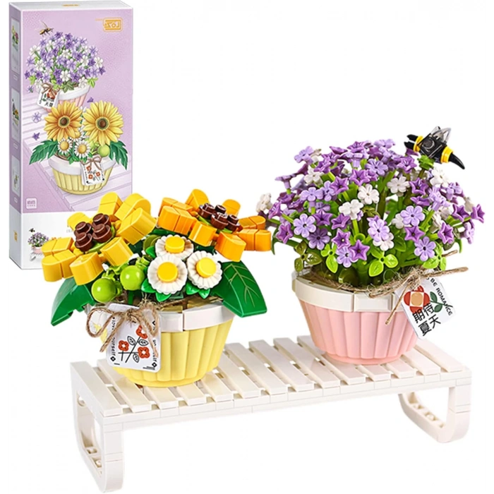 Mikro Blok Saksılı Çiçekler 2 543 Parça - Lego Setleri - Loz Mini Lego - Çiçek Lego - Loz Lego - Mikro Bloklar