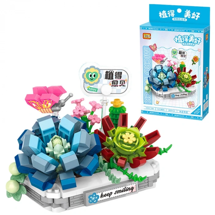 Mikro Blok Saksılı Kelebekli Sulu Meyve Çiçeği 370 Parça - Lego Setleri - Loz Mini Lego - Çiçek Lego - Loz Lego - Mikro Bloklar