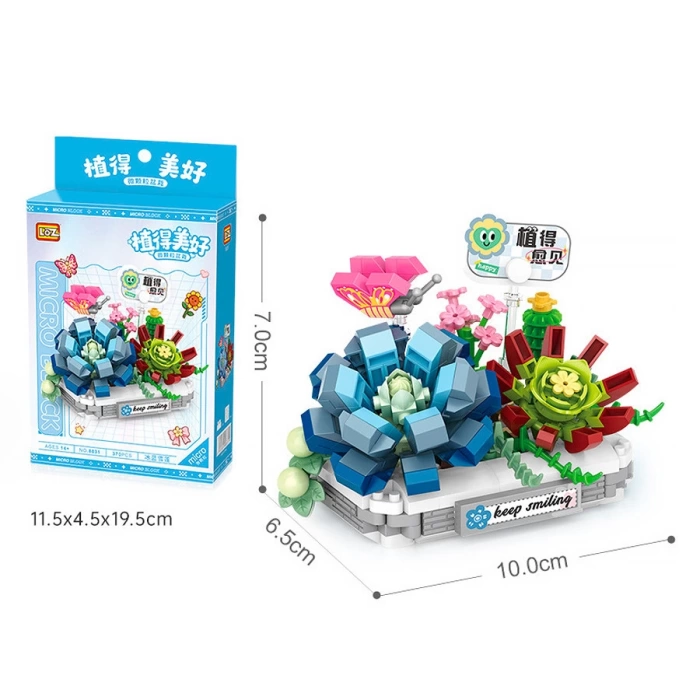 Mikro Blok Saksılı Kelebekli Sulu Meyve Çiçeği 370 Parça - Lego Setleri - Loz Mini Lego - Çiçek Lego - Loz Lego - Mikro Bloklar