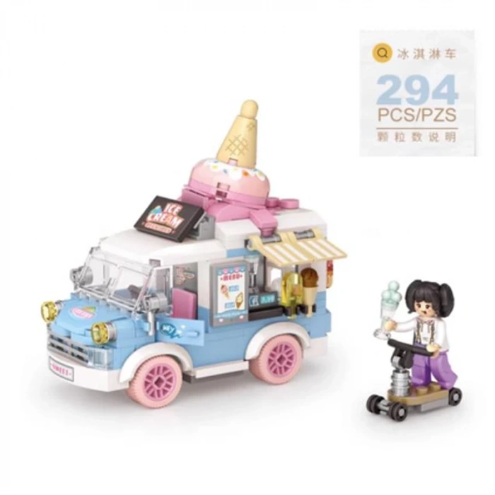 Mikro Blok Şehir Merkezi Dondurma Arabası 294 Parça - Lego Setleri - Loz Mini Lego - Çiçek Lego - Loz Lego - Mikro Bloklar