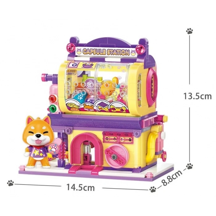 Mikro Blok Shiba Inu Gashapon Machine Kapsül Oyuncak Dükkanı 435 Parça - Lego Setleri - Keeppley Mini Lego - Keeppley Lego - Mikro Bloklar