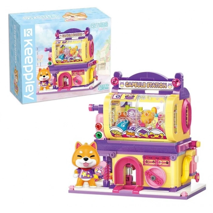 Mikro Blok Shiba Inu Gashapon Machine Kapsül Oyuncak Dükkanı 435 Parça - Lego Setleri - Keeppley Mini Lego - Keeppley Lego - Mikro Bloklar