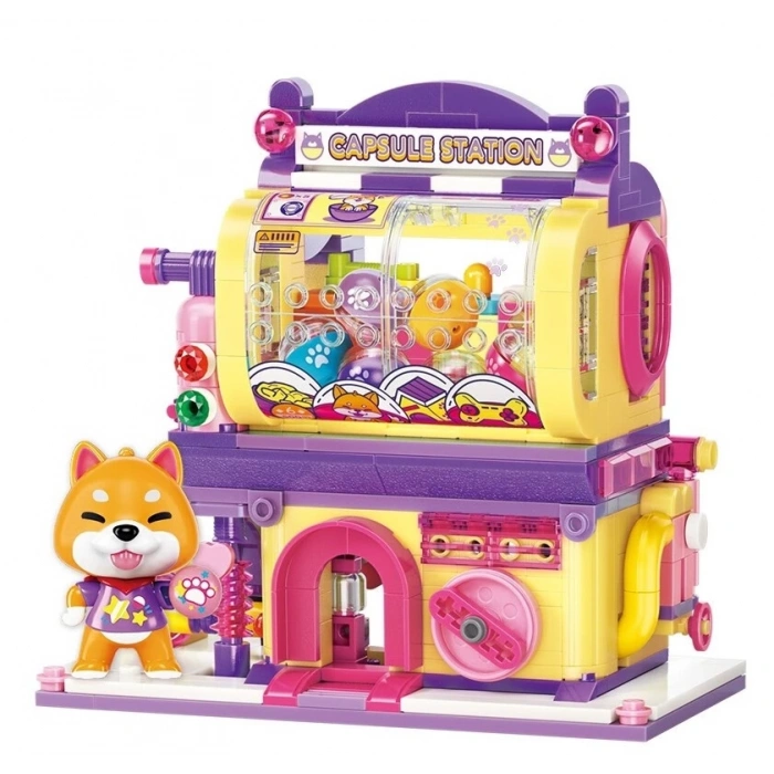Mikro Blok Shiba Inu Gashapon Machine Kapsül Oyuncak Dükkanı 435 Parça - Lego Setleri - Keeppley Mini Lego - Keeppley Lego - Mikro Bloklar