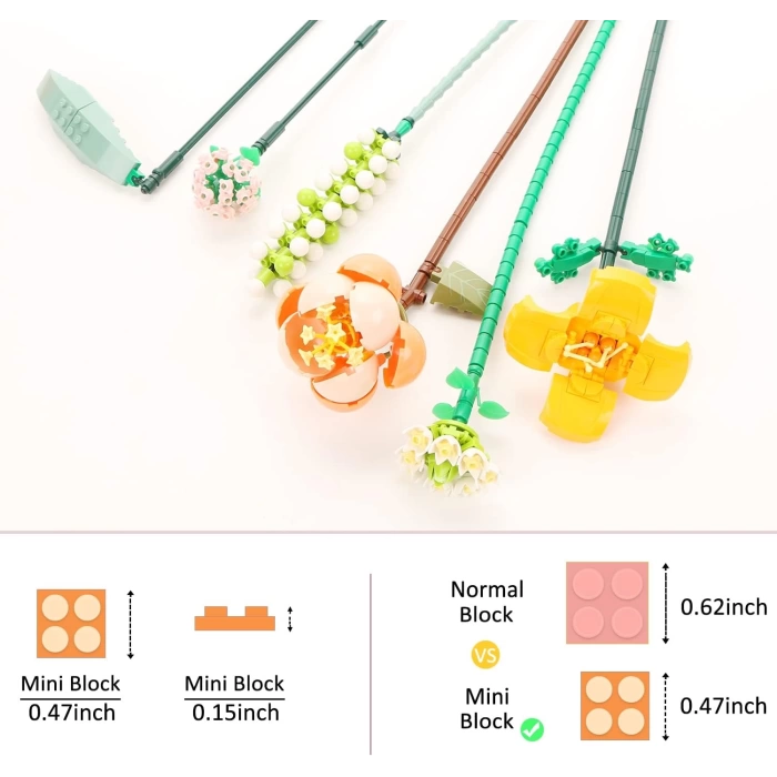 Mikro Blok Sonsuz Çiçekler 456 Parça - Lego Setleri - Loz Mini Lego - Çiçek Lego - Loz Lego - Mikro Bloklar