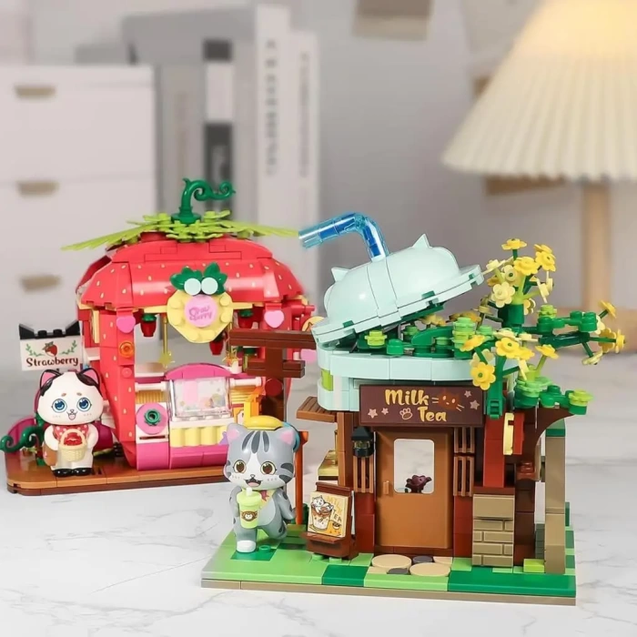 Mikro Blok Sütlü Çay Dükkanı 411 Parça - Lego Setleri - Keeppley Mini Lego - Keeppley Lego - Mikro Bloklar