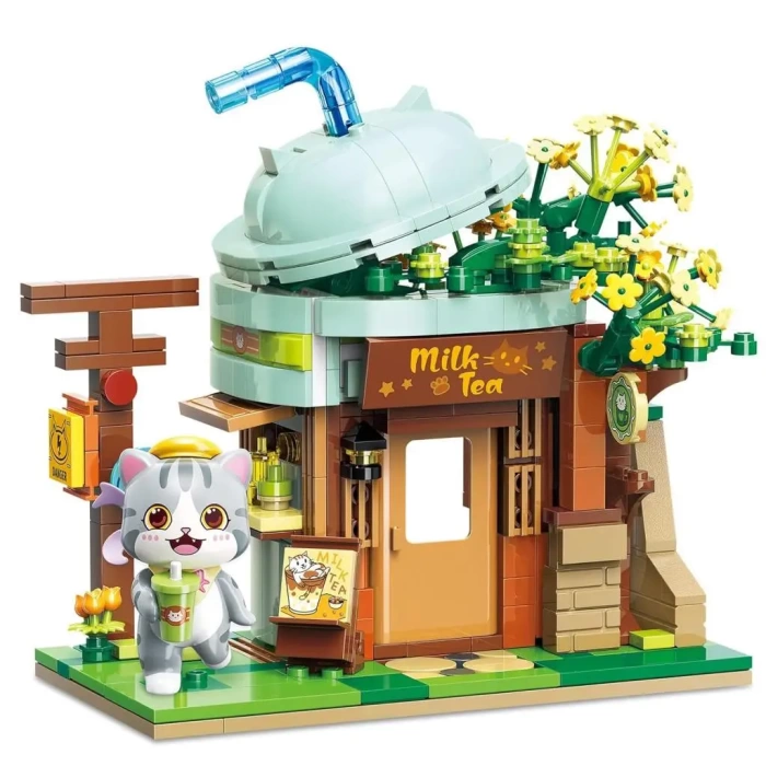 Mikro Blok Sütlü Çay Dükkanı 411 Parça - Lego Setleri - Keeppley Mini Lego - Keeppley Lego - Mikro Bloklar