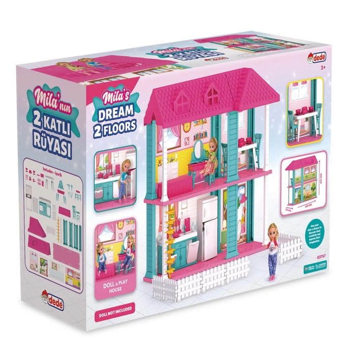 Milanın 2 Katlı Rüya Evi - Ev Oyuncak - Milanın Rüya Ev Seti - Barbie Ev Seti - Rüya Evi - Oyun Evi