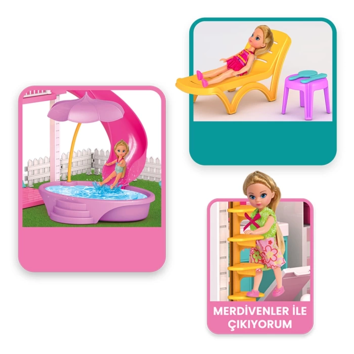 Milanın Miami Evi - Ev Oyuncak - Milanın Miami Ev Seti - Barbie Ev Seti - Rüya Evi - Oyun Evi
