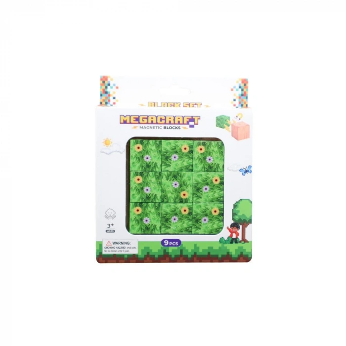 Minecraft Çiçekli Çim Desenli Blok Manyetik Lego Minecraft Manyetik Lego Minecraft Lego Megacraft Lego Seti Megnetic Blocks