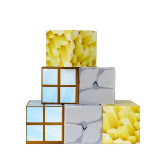 Minecraft Pencere, Kaya ve Altın Desenli Blok Manyetik Lego Minecraft Manyetik Lego Minecraft Lego Megacraft Lego Seti Megnetic Blocks