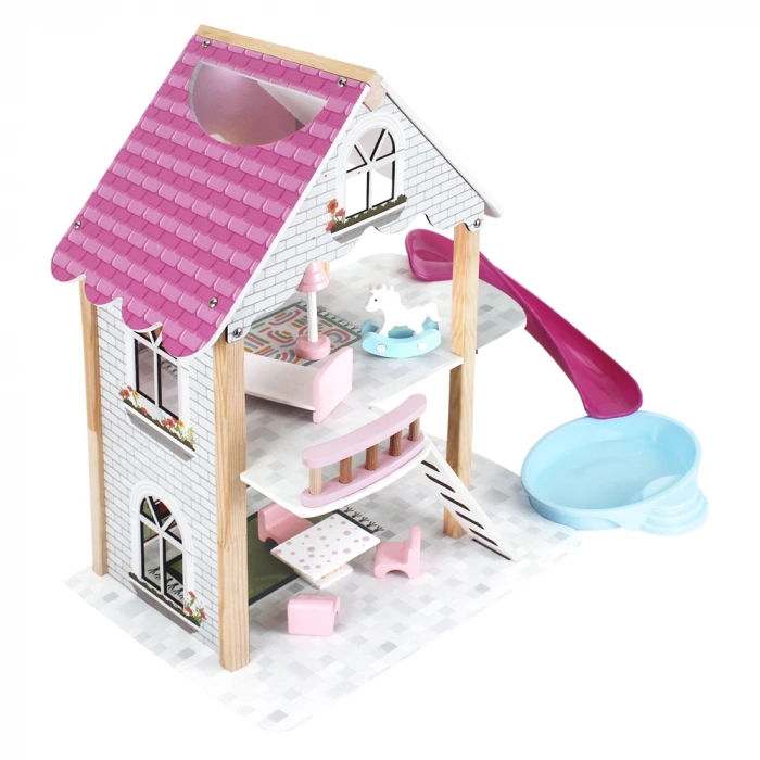 Muhteşem Ahşap Kaydıraklı Oyun Evi - Ahşap Tatil Evi - Havuzlu Oyun Evi - Ahşap Ev - Ahşap Oyun Evi