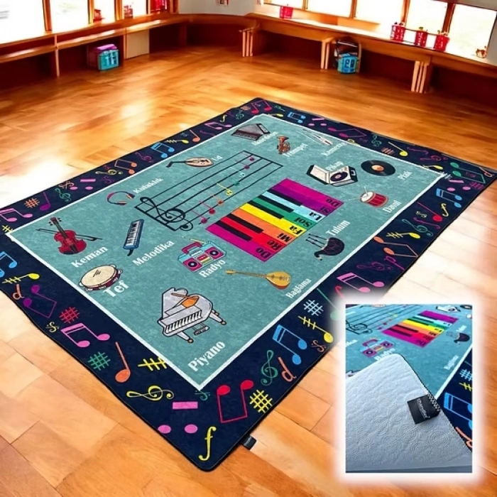 Müzik Çocuk Halısı 200x290 cm. - Müzik Anaokulu Halısı - Müzik Kreş Halısı - Müzik Oyun Halısı