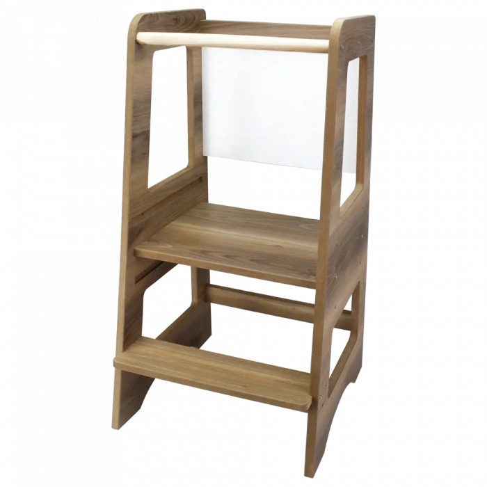 Natural Ahşap Ayarlanabilir ve Katlanabilir Öğrenme Kulesi - Huş Kontra - Yazı Tahtası - Eğitici Yazı Tahtası