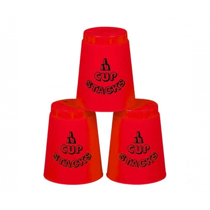 Orijinal Cup Stacks Bardak Oyunu - Speed Cup - Hızlı Bardaklar Oyunu - Hızlı Bardak Oyunu - Kırmızı