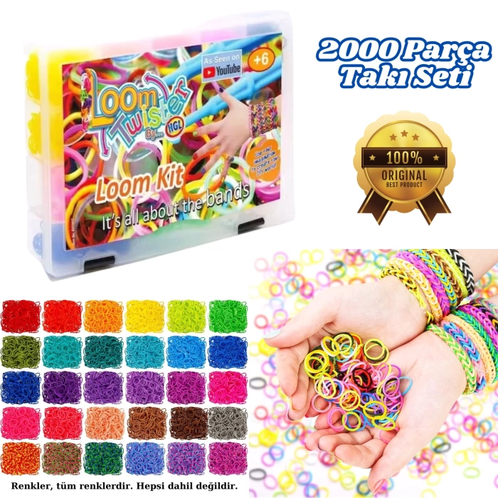 Orijinal Loom Twister 2000 Parça Seti - Takı Seti - Toka, Bilezik Ve Kolye Yapma Seti - Loom Twister