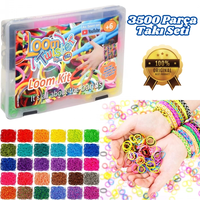 Orijinal Loom Twister 3500 Parça Seti - Takı Seti - Toka, Bilezik Ve Kolye Yapma Seti - Loom Twister