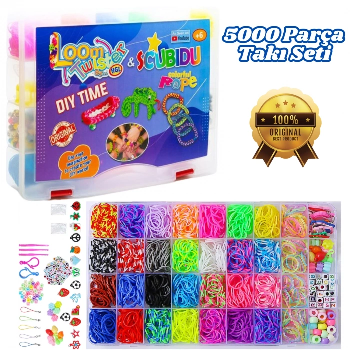 Orijinal Loom Twister 5000 Parça Seti - Takı Seti - Toka, Bilezik Ve Kolye Yapma Seti - Loom Twister