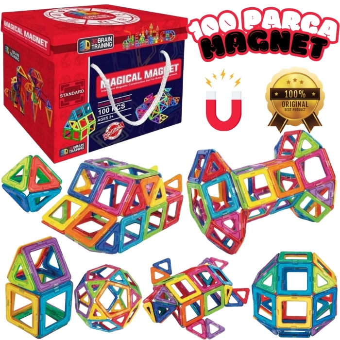 Orijinal Magical Magnet 100 Parça Manyetik Lego - Magnetic Magical Magnet - Mıknatıslı Lego - Mıknatıs Lego