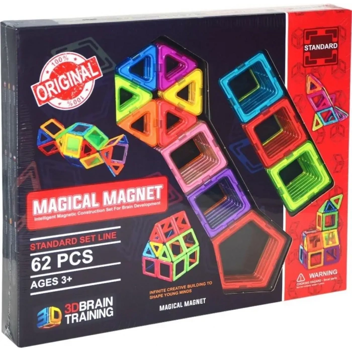 Orijinal Magical Magnet 62 Parça Manyetik Lego - Magnetic Magical Magnet - Mıknatıslı Lego - Mıknatıs Lego