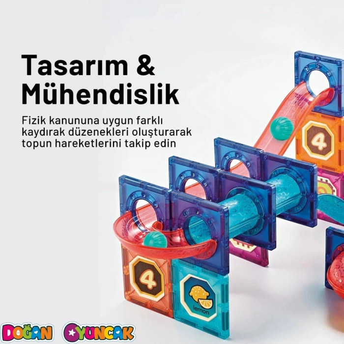 Orijinal Magnetic Tiles 50 Parça Manyetik Lego - Magnetic Magical Magnet - Mıknatıslı Lego