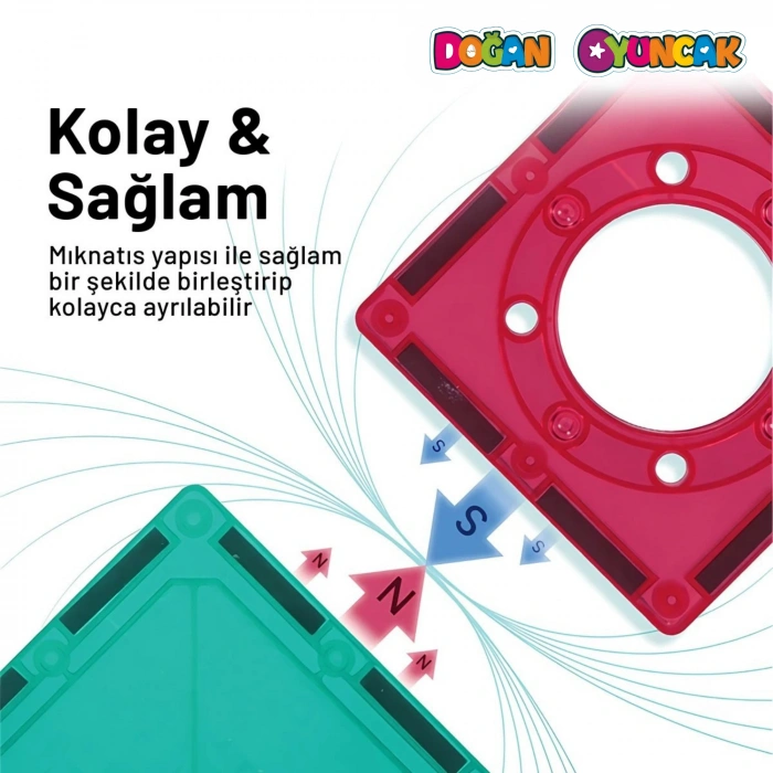 Orijinal Magnetic Tiles 50 Parça Manyetik Lego - Magnetic Magical Magnet - Mıknatıslı Lego